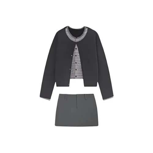 MO VOICE Mock Двухкомпонентный топ * 1 + Юбка * 1 Высококачественный женский комплект с юбкой