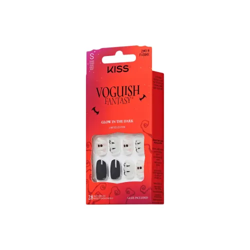KISS NEW YORK Creepy Flavors False Nail Oval Black White Solid Color Instagram Style 28 шт