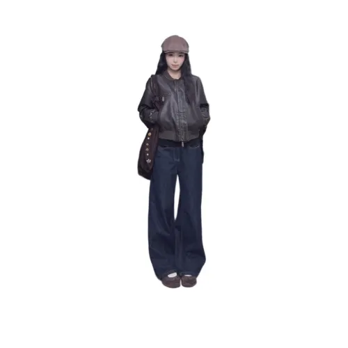 HKPXR Коричневый Женские Кожаные Куртки