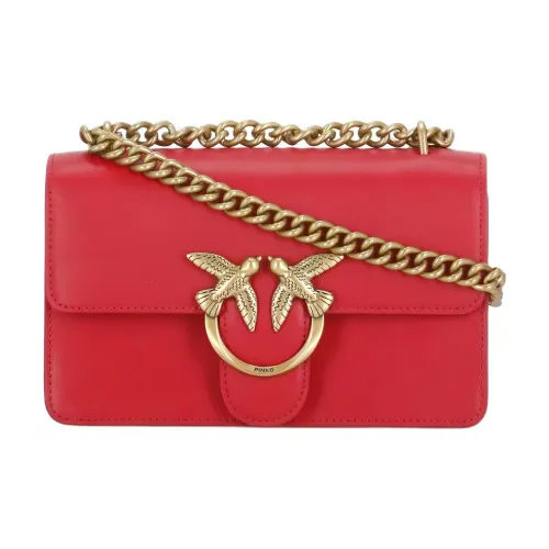 PINKO Love Series Корова Кожа Плечевая Сумка Мини Женский Красный