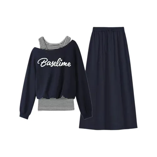 COVT Темно-синий топ + юбка Женские комплекты с юбкой