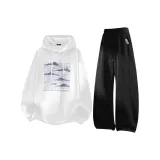 Белый (B Лошадь Прыжущая Тысяча Гор) + Черный (ME45 Улыбка Логотип Брюки Левый карман Марка)