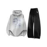 Конопля Серый (B Лошадь Прыгающая Тысяча Гор) + Черный (ME45 Улыбка Логотип Брюки Левый карман Марка)