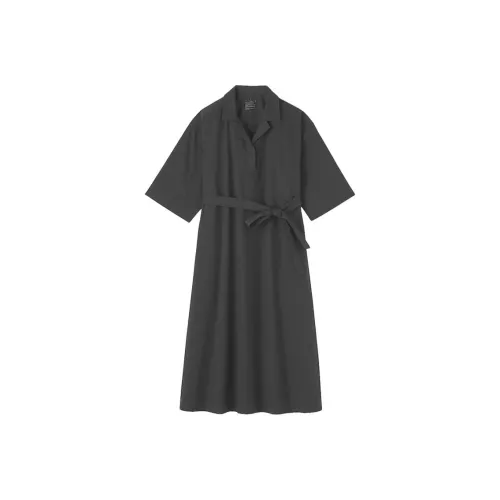 MUJI Длинное платье с длинными рукавами женское