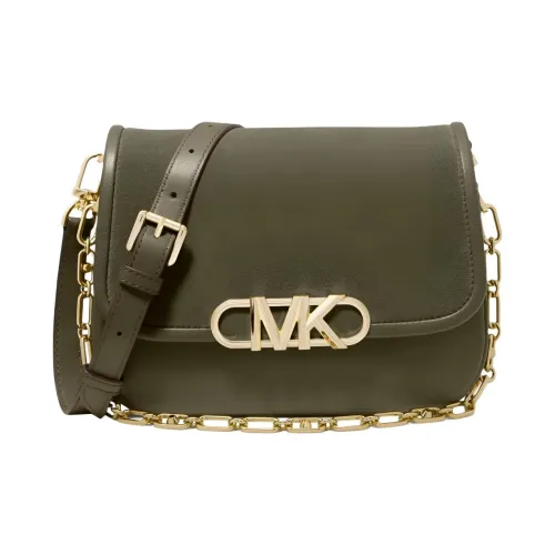 MICHAEL KORS Паркер Замша с Гладкой Кожей Курьерская Сумка Сумка через плечо Сумка на плечо Женская Оливково-зеленая