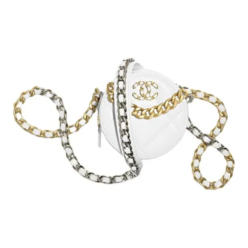 CHANEL 19Bag Овечья шкура Круглая сумка Вечерняя Вечеринка Сумка Ручная Сумка через плечо Женская Белая