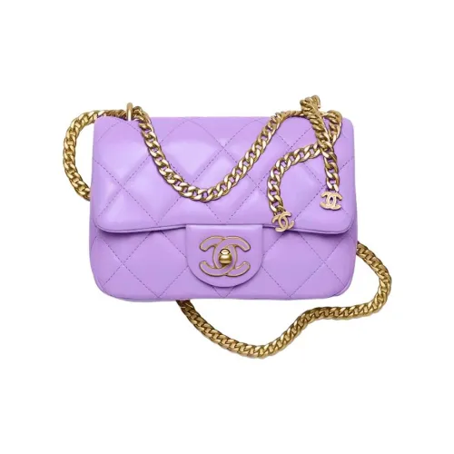 CHANEL Lambskin Сумка через плечо Женская Фиолетовая