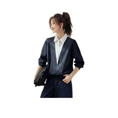 Mu Xiao Xin Темно-синие женские рубашки