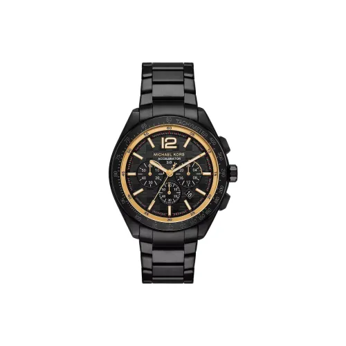 MICHAEL KORS Accelerator Collection Мужские часы Кварцевый механизм Ремешок из нержавеющей стали 44 мм Черный циферблат