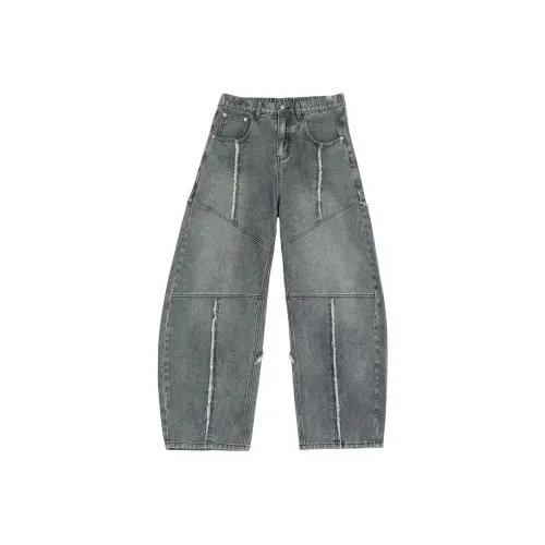 Black Late Мытый серый Унисекс Джинсы