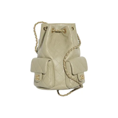 CHANEL Lambskin Backpack Women's Khaki CHANEL Рюкзак из овечьей кожи женский хаки