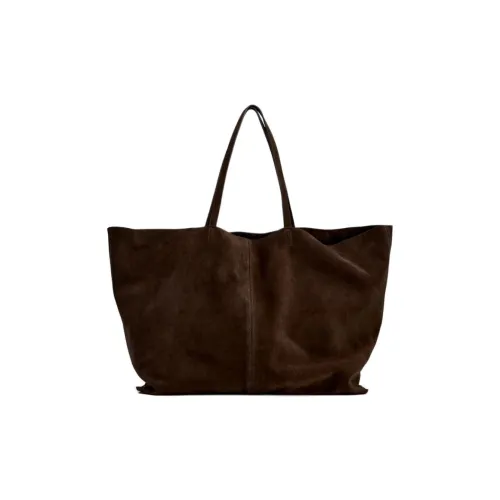 ZARA Коровья кожа Тоут Сумка Сумка для покупок Сумка на плечо Большая Женская Шоколад