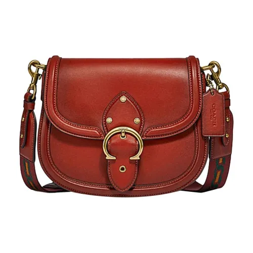 COACH Beat Кожа Седло Сумка Сумка через плечо Маленькая Женская Коричнево-Красная