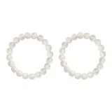 Гелиолит Волшебный Браслет с Бусинами -- [Белый Лунный Свет 1 Пара]