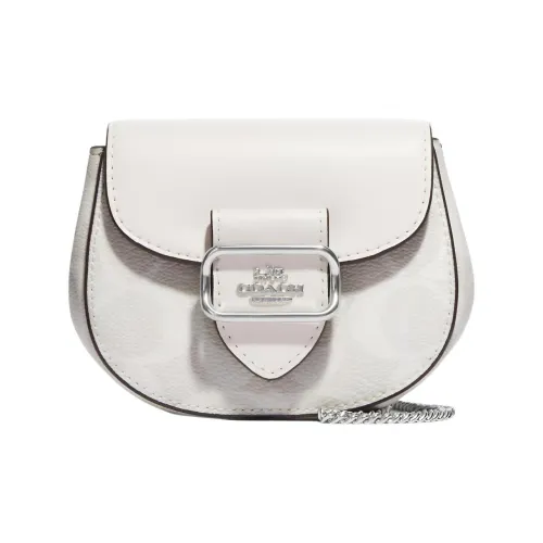 COACH Morgan Холст и Кожа Седло Сумка Сумка через плечо Маленькая Сумка Женская Белая