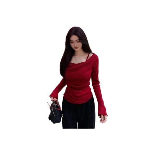 ZVJH Красный Женский Трикотаж