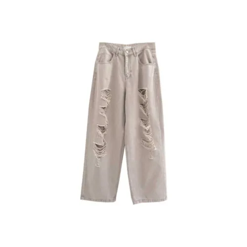 LOWEAR Разрушенный Pigment Деним Брюки Джинсы Женские