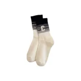 Высокие носки с вышивкой, 1 упаковка (белый, черный)