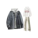 Синий+Белый Свитшот+Светлый Хаки Брюки