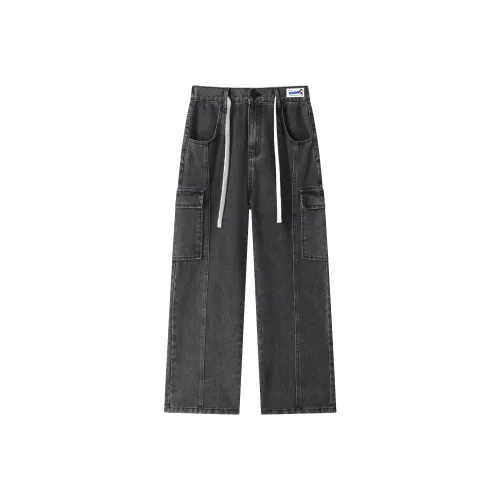 SNOOPY Черный Серый Цвет Унисекс Джинсы