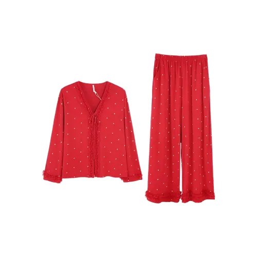 Aannsfam Основной Красный Женский Пижамный Комплект
