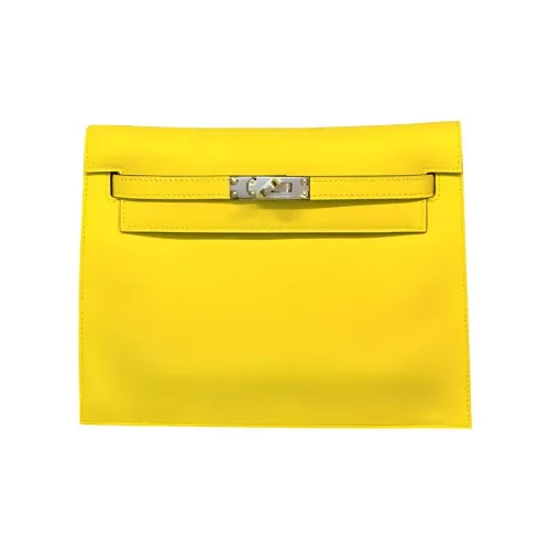 HERMES Kelly Danse Swift Кожа Клатч Унисекс Неаполитанский Желтый