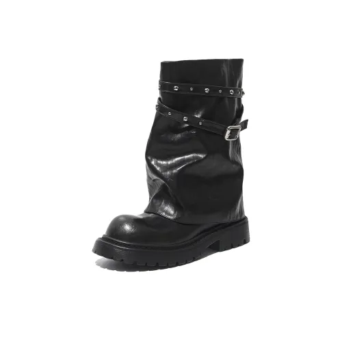 FAICCIA Foldover Ботинки Колено Высокие сапоги 4,5 см Женские