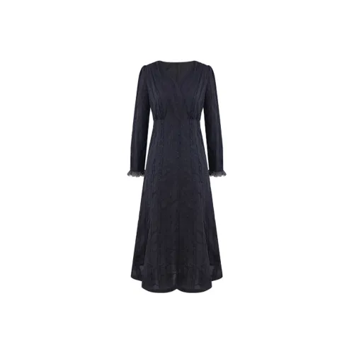 Leather Cat Длинное платье с длинными рукавами женское