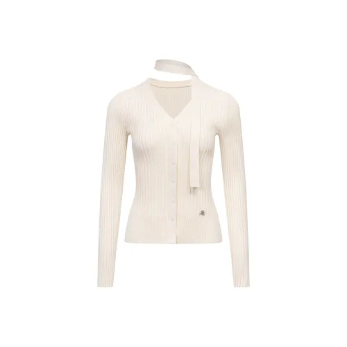 Ariseism Дизайн Лента Длинный Sleeved Кардиган Свитер Женские AUTUMN Трикотажная ткань Топ Женские