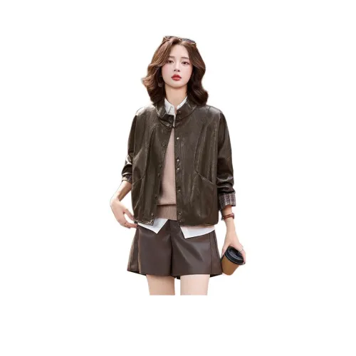 H YXIANG Кожа Куртка Женская