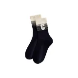 Высокие носки с вышивкой, 1 упаковка (черный, белый)