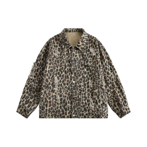 Ant Studio Леопардовый принт Унисекс Джинсовые куртки