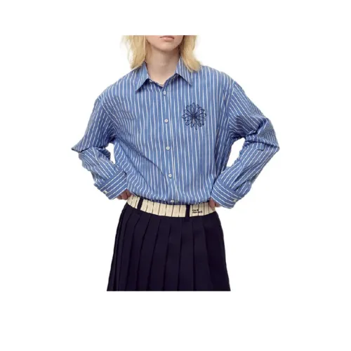 MARDI MERCREDI Fw25 Cotton Shirt Stripe_Blue Dark Blue Shirt Women's