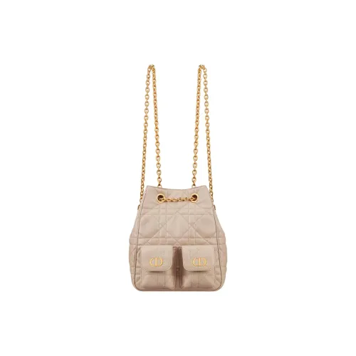 DIOR Caro Sheepskin Backpack Medium Women's Beige