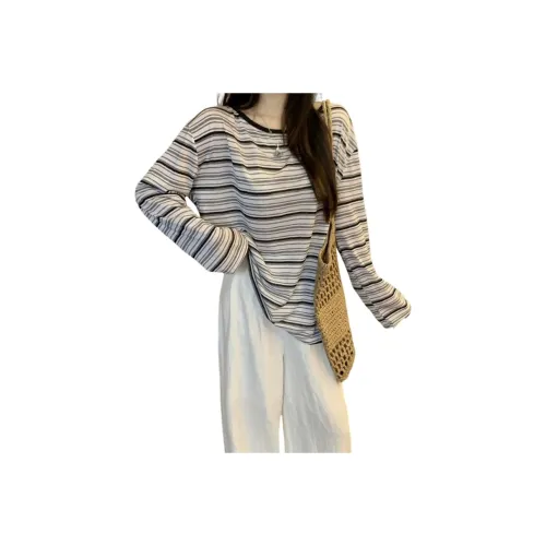 GOSO Черный Абрикос Полосы Женская T-Рубашка