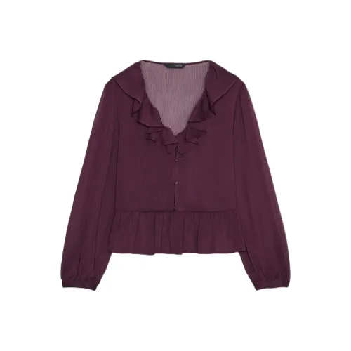 ZARA Баклажаново-фиолетовые Женские Рубашки