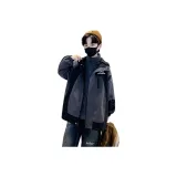 Темно-серое пальто с флисовой подкладкой и подкладкой