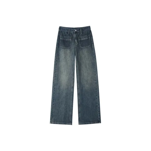 GEZITAI Темно-синий женский джинсы