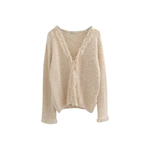 LOWEAR FLUFFY Кисточка Лента Кардиган Трикотаж Женский