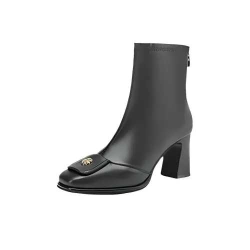 Wuji French Camellia Booties с грубым каблуком Женские