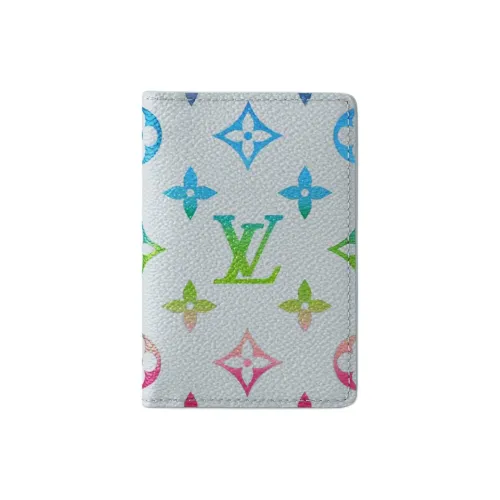 LOUIS VUITTON Pocket Organizer Покрытый холст Кошелек Мужской Светло-синий