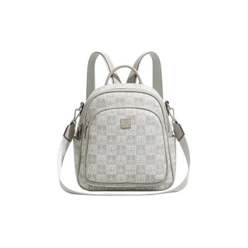 PESASRIE Рюкзак из микрофибры и синтетической кожи сумка для ноутбука женская серо-белая