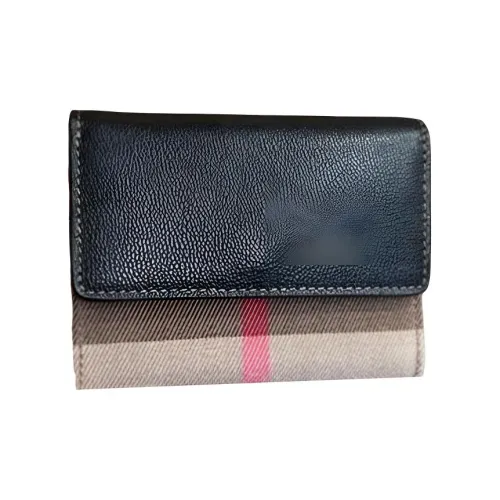 Burberry Кожа Панелированная Холст Кошелек Женские Коричневый и Черный