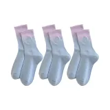 С вышивкой, носки Crew, упаковка из 3 пар (фиолетовый + фиолетовый + фиолетовый)