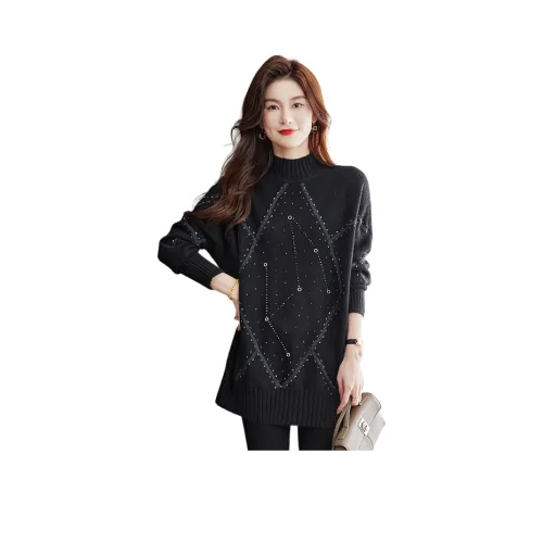 MJ Осенний Длинный Длинный Рукав Пуловер Трикотаж Женский