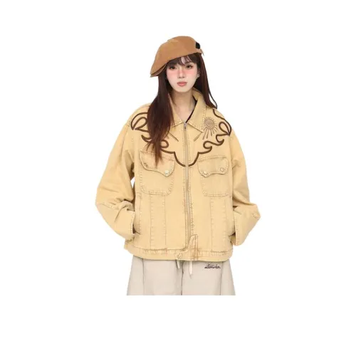 BVODE Желтый Женские Джинсовые Куртки