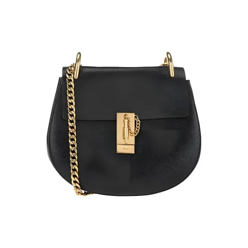 Chloe Телячья кожа Седло Сумка Сумка через плечо Стандартная Женская Черная