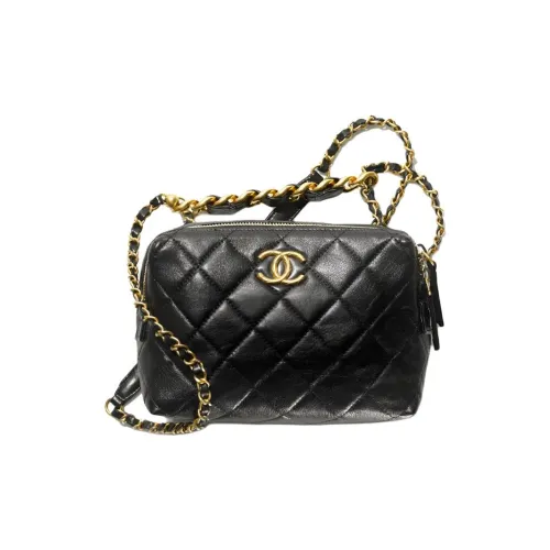 CHANEL 22SS Металл Текстура Овчина Bowling Сумка Сумка через плечо Мини Женская Черная