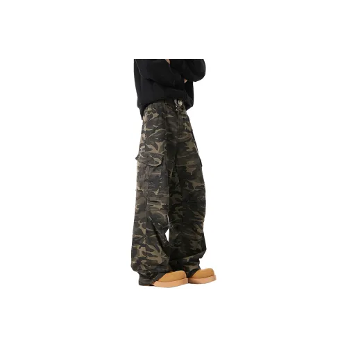 COMOWA Камуфляж [Съемный логотип] Унисекс Карго-брюки