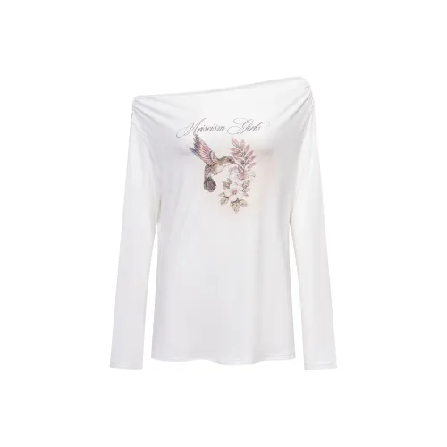 Ariseism Стандартный Sparrow С принтом COVER UP Длинный рукав Т-рубашка Женская AUTUMN Girl Hot Фит Облегающий крой Топ Женский